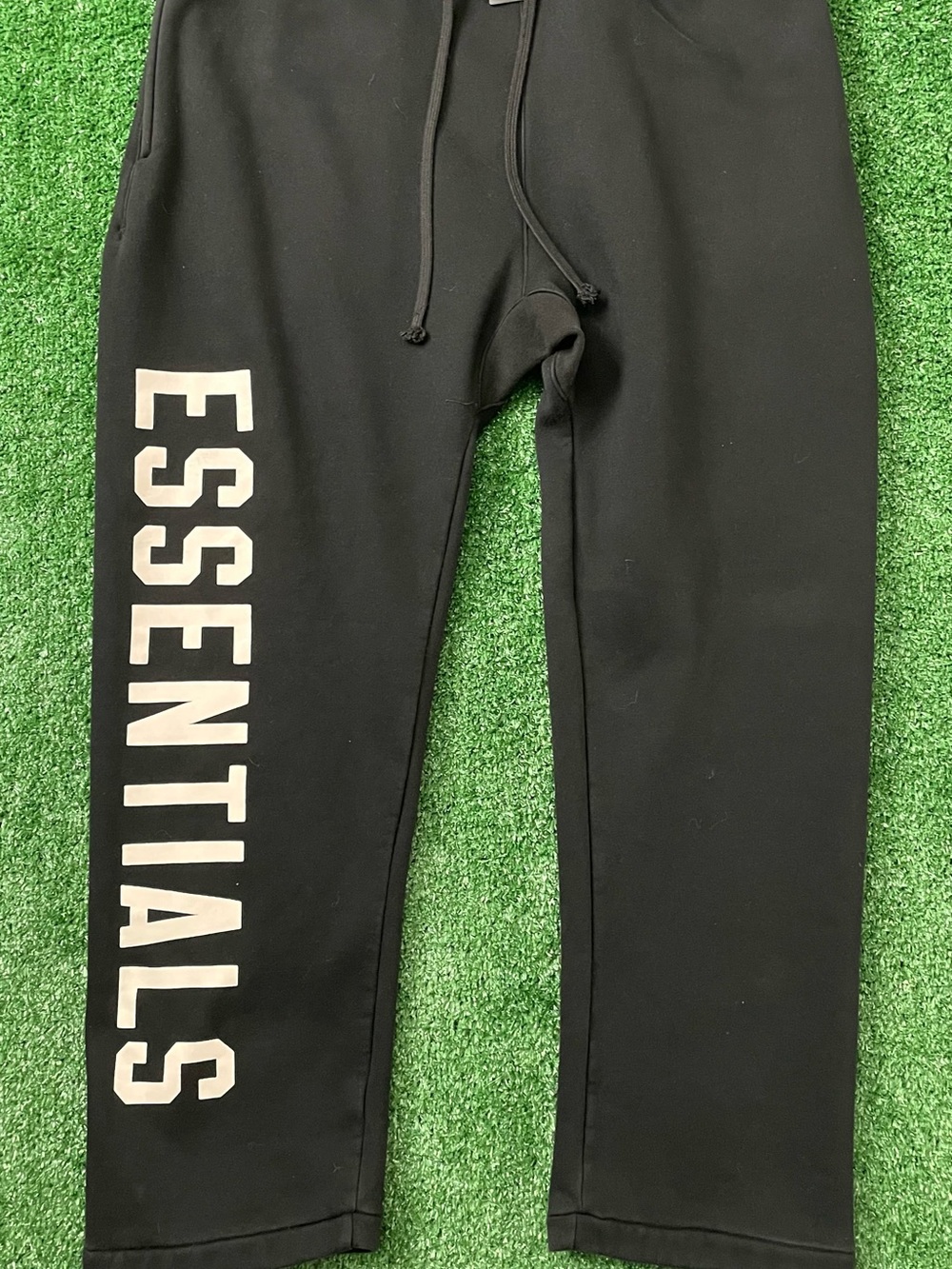 Essentials Black Sweatpants with White Vertical Logo